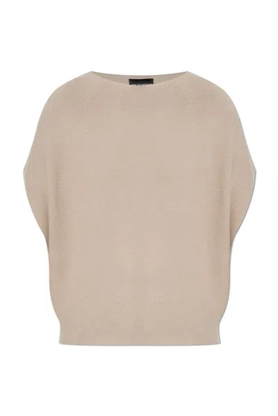 Emporio Armani Women's Cotton Blend Knitted Top In Beige