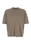 Emporio Armani Brown Crewneck T-shirt With Logo Embroidery Detail