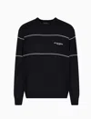 Emporio Armani Virgin-wool Jumper With Jacquard Logo In Black