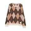 Emporio Armani Oversized Argyle Jacquard Knit Pullover In Multi