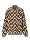 Emporio Armani Chevron-pattern High-neck Sweater In Brown