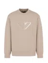 Emporio Armani Double-jersey Sweatshirt With Embossed Oversized Eagle On A Chevron Background