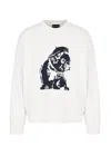Emporio Armani French Terry Crewneck Bulldog Embroidery Sweatshirt
