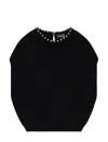 Emporio Armani Virgin Wool And Cashmere Top With Oversized Metal Spheres In Black