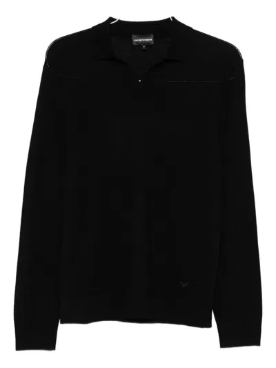 Emporio Armani Polo-neck Long-sleeve Sweater In Black