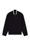 Emporio Armani Double-jersey Zip-up Sweatshirt With Bomber Jacket Collar And Eagle Patch In Black