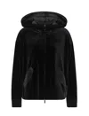 Emporio Armani Zip-fastening Velvet Hoodie In Black