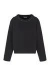 Emporio Armani Women Black Cotton Crewneck Sweatshirt, Xs Luxury Sweatshirts & Hoodies For Women Darveys In Black