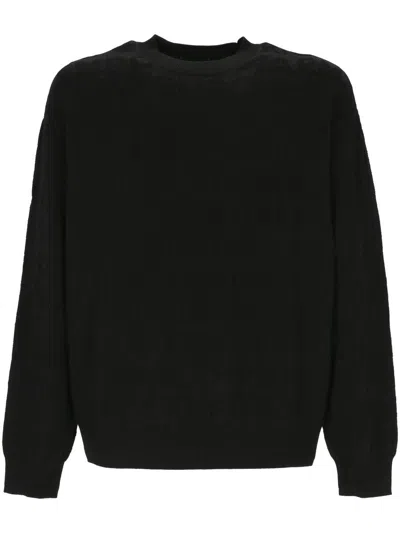 Emporio Armani Crew-neck Virgin Wool Jumper In Black