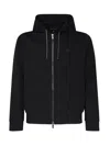 Emporio Armani Branded Zip Hooded Top In Black