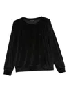 Emporio Armani Velvet Crew Neck Long Sleeve Knit Top In Black