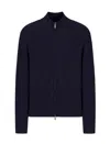 Emporio Armani Icon Full-zip Cardigan In Vertical Ottoman-stitch Viscose In Blue