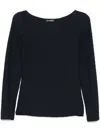 Emporio Armani Jacquard Jersey Jumper With A Geometric Pattern In Blue
