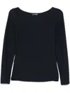 Emporio Armani Jacquard Jersey Jumper With A Geometric Pattern In Blue