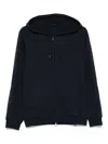 Emporio Armani Logo-detail Hooded Zip-up Sweatshirt In Blue