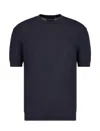 Emporio Armani Micro-pattern Jacquard Jumper In Blue Fancy 17