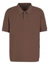 Emporio Armani Jacquard Knitted Polo Shirt In Brown