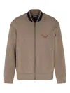 Emporio Armani Eagle-embellished Zip-up Jacket In Brown