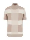 Emporio Armani Check Wool And Cashmere Sweater In Fancy Beige