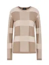 Emporio Armani Plaid Long-sleeve Knitted Top In Fancy Beige
