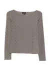 Emporio Armani Boat-neck Jumper Geometric Long Sleeves In Gray