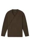 Emporio Armani Oversized Wool Cardigan With A Cache-coeur Closure In Green