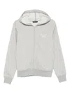 Emporio Armani Hooded Knitwear With Ribbed Cuffs And Hem In Gray