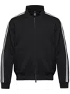 Emporio Armani Zippered High Collar Sweatshirt With Stripe Detailing In Black