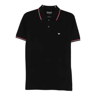 Emporio Armani Tipped-collar Polo Shirt In Black