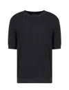 Emporio Armani Asv Lyocell-blend Jumper With Lettering Intarsia In Navy Micro Logo