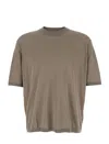Emporio Armani Brown Crewneck T-shirt With Logo Embroidery Detail In Roasted Cashew