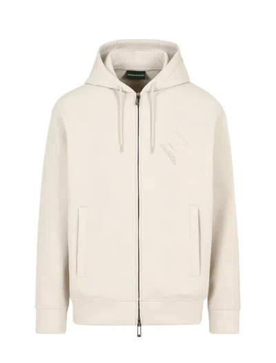 Emporio Armani Long Sleeve Sweatshirt In Silver Lining