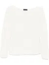 Emporio Armani Crew Neck Long Sleeve Knit Sweatshirt In White