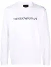 Emporio Armani Logo Print Long-sleeved Sweatshirt In White