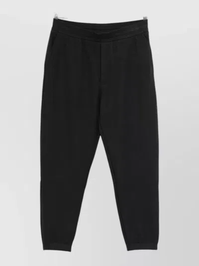 Emporio Armani Sweatpants Trousers Back Pockets Ribbed Cuffs In Black