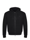 Emporio Armani Ponte-di-roma Knit Zip-up Hoodie In Black