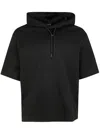 Emporio Armani Short Sleeved Hooded Woven Effect Jacquard Sweatshirt