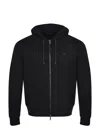 Emporio Armani Ponte-di-roma Knit Zip-up Hoodie In Black
