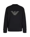 Emporio Armani Felpa Con Maxi Ricamo In Double Jersey Blu In Black