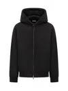 Emporio Armani Official Store Double-jersey Hooded Zip-up Sweatshirt With Velour Details In Black