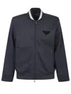 Emporio Armani Logo Zip-up Sweatshirt Featuring Front Pockets In Blue
