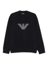 Emporio Armani Sweatshirt With Maxi Embroidery In Blue Double Jersey In Blue
