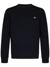 Emporio Armani Crewneck Sweatshirt In Double Jersey With Micro Patch Logo In Blue