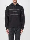 Emporio Armani Double-jersey Hooded Sweatshirt With 3d-effect Logo In Black