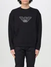 Emporio Armani Cotton Crew Neck Sweatshirt With Embroidered Logo In Schwarz