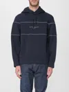Emporio Armani Double-jersey Hooded Sweatshirt With 3d-effect Logo In Blue