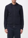 Emporio Armani Logo Cotton Hoodie With Hooded Design In Blue