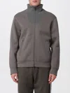 Emporio Armani High Collar Zipped Knit Sweatshirt With Pockets In Gray