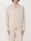 Emporio Armani Double-jersey Hooded Sweatshirt With Zip And Embossed Eagle Logo In Silver