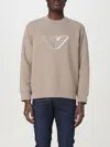 Emporio Armani Double-jersey Sweatshirt With Embossed Oversized Eagle On A Chevron Background In Smoke Grey